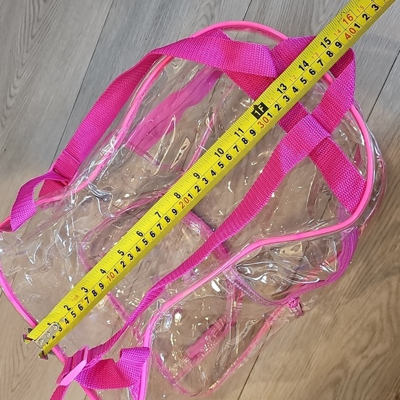 Barbie Clear Plastic Backpack With Pink Trim 10x14.5" - Picture 9 of 9